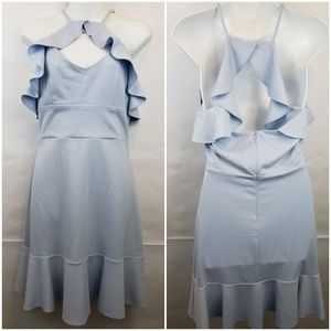 Amanda Uprichard Blue Sleeveless Dress Ruffles M